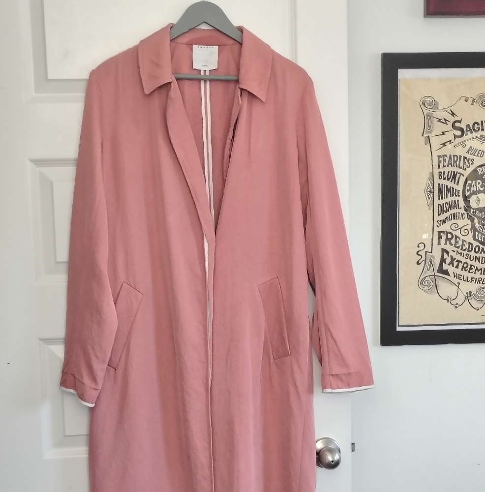 Sandro Pink Trench Coat with Classic Lapel